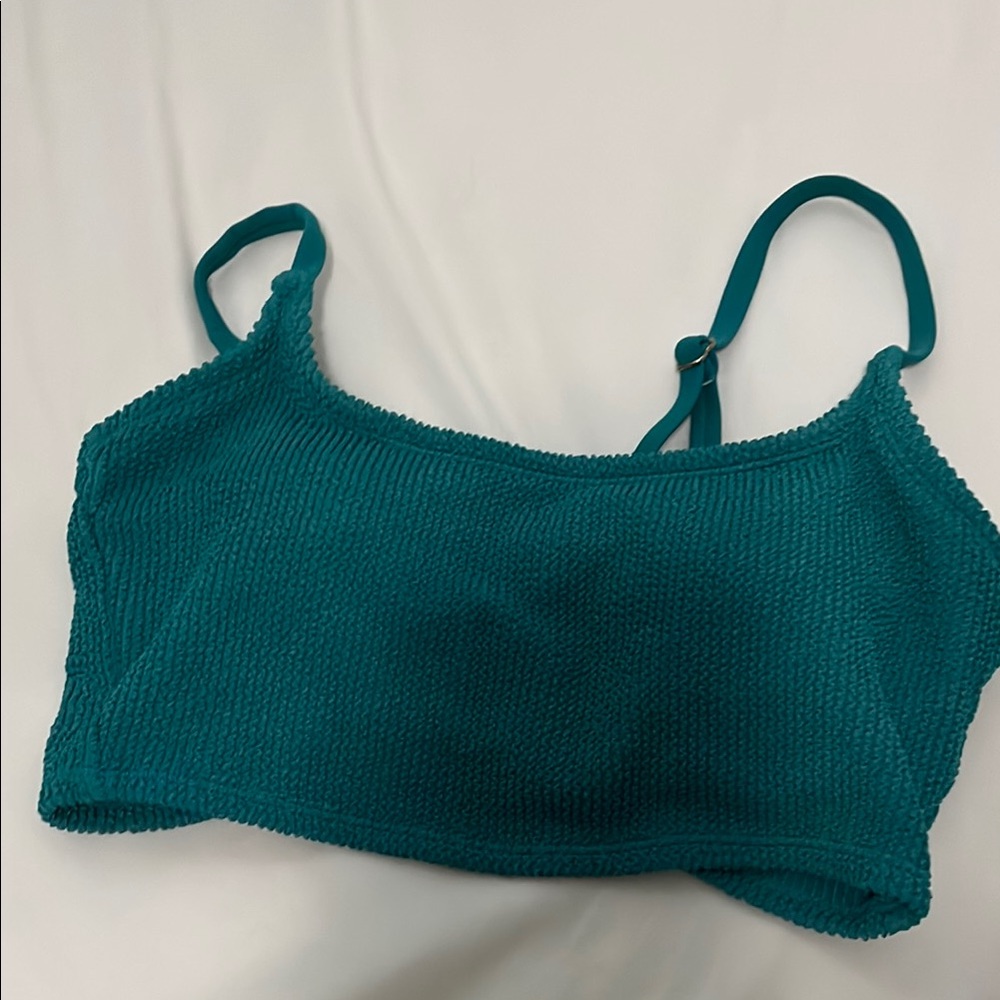 Kona Sol Teal Textured Bikini Top